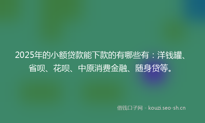 2025年的小额贷款能下款的有哪些有：洋钱罐、省呗、花呗、中原消费金融、随身贷等。