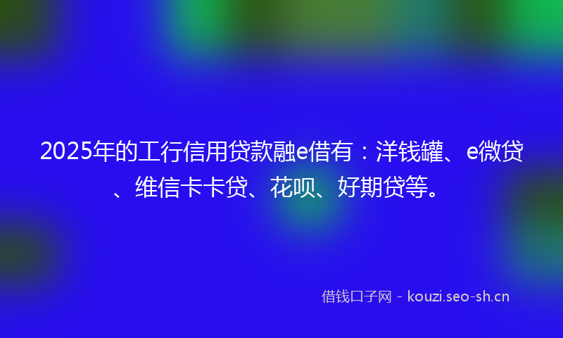 2025年的工行信用贷款融e借有：洋钱罐、e微贷、维信卡卡贷、花呗、好期贷等。