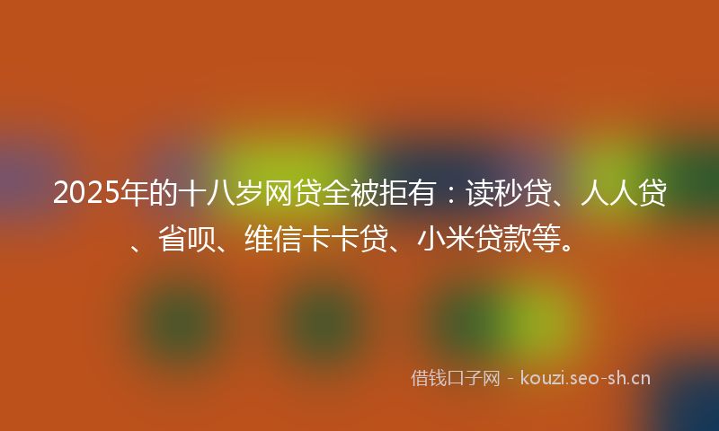 2025年的十八岁网贷全被拒有:读秒贷、人人贷、省呗、维信卡卡贷、小米贷款等。