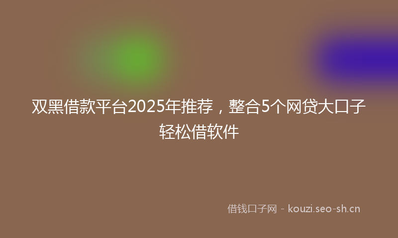 双黑借款平台2025年推荐，整合5个网贷大口子轻松借软件