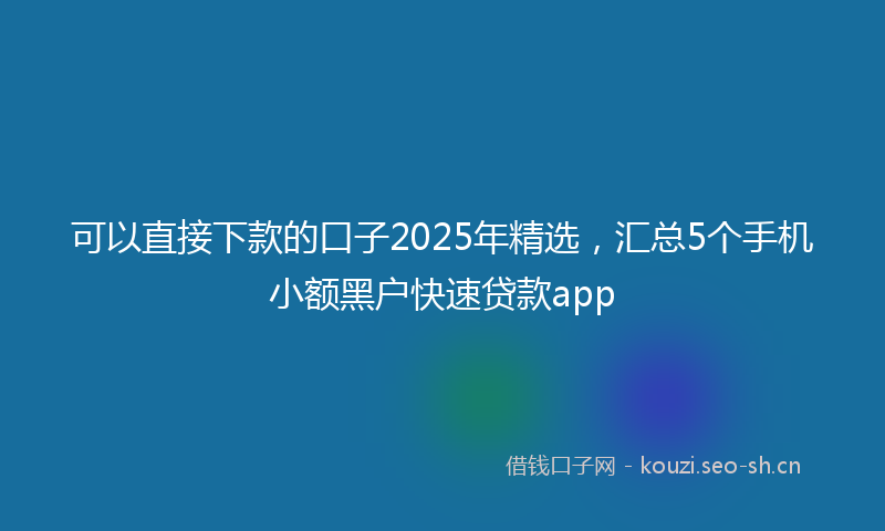 可以直接下款的口子2025年精选,汇总5个手机小额黑户快速贷款app