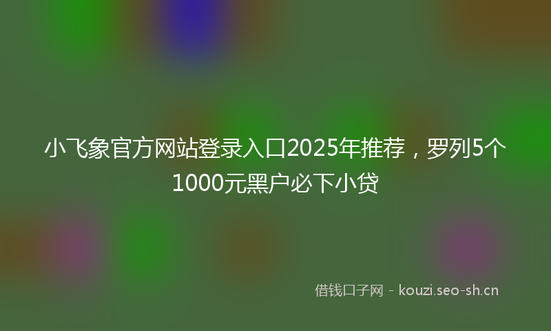 小飞象官方网站登录入口2025年推荐，罗列5个1000元黑户必下小贷
