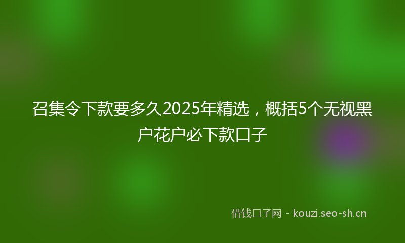 召集令下款要多久2025年精选，概括5个无视黑户花户必下款口子
