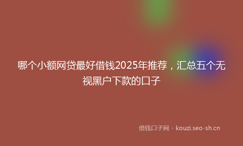哪个小额网贷最好借钱2025年推荐，汇总五个无视黑户下款的口子