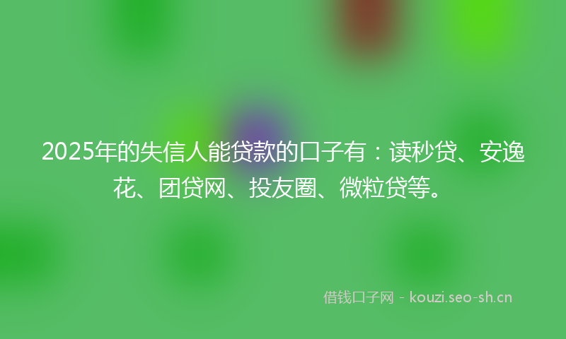 2025年的失信人能贷款的口子有：读秒贷、安逸花、团贷网、投友圈、微粒贷等。