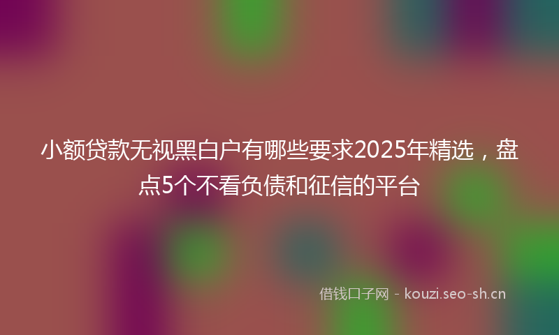 小额贷款无视黑白户有哪些要求2025年精选，盘点5个不看负债和征信的平台