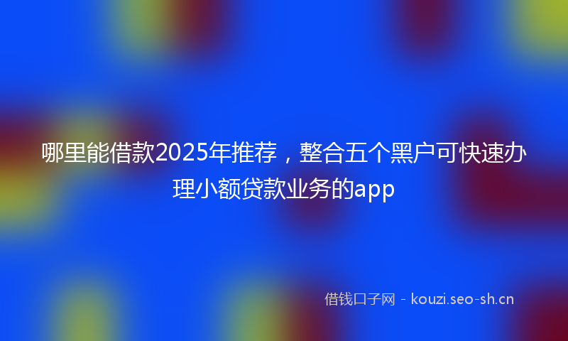 哪里能借款2025年推荐，整合五个黑户可快速办理小额贷款业务的app