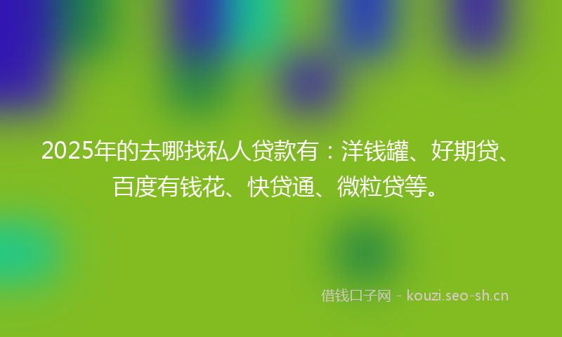 2025年的去哪找私人贷款有：洋钱罐、好期贷、百度有钱花、快贷通、微粒贷等。