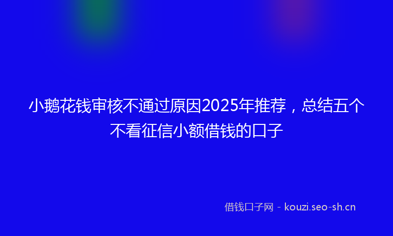 小鹅花钱审核不通过原因2025年推荐，总结五个不看征信小额借钱的口子