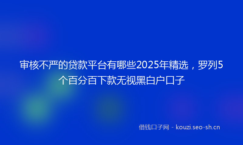 审核不严的贷款平台有哪些2025年精选,罗列5个百分百下款无视黑白户口子