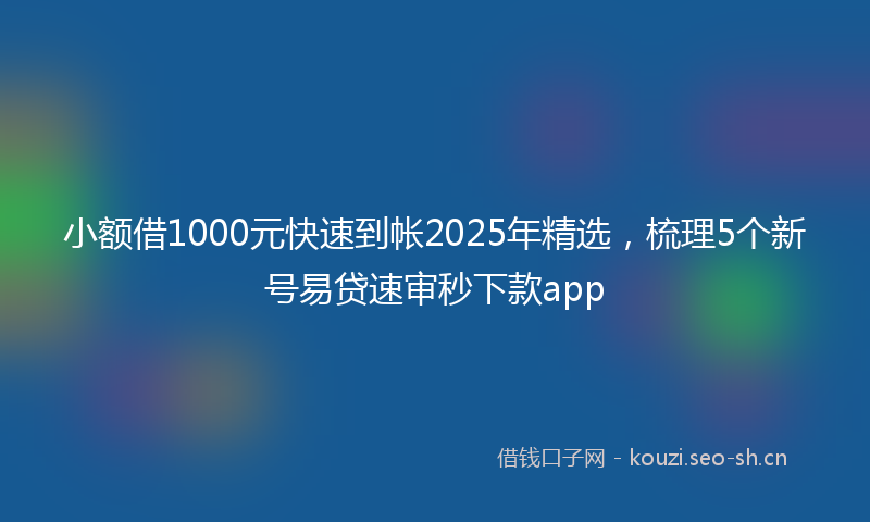 小额借1000元快速到帐2025年精选，梳理5个新号易贷速审秒下款app