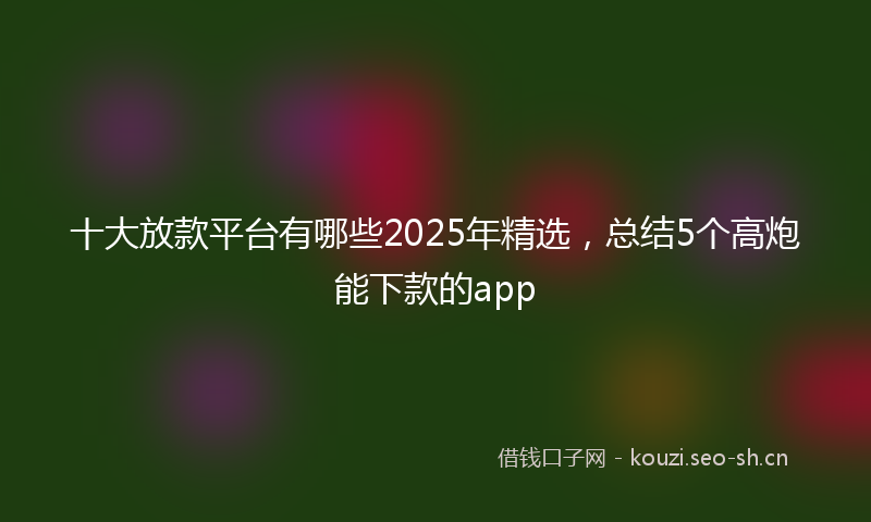 十大放款平台有哪些2025年精选，总结5个高炮能下款的app