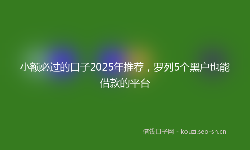 小额必过的口子2025年推荐，罗列5个黑户也能借款的平台