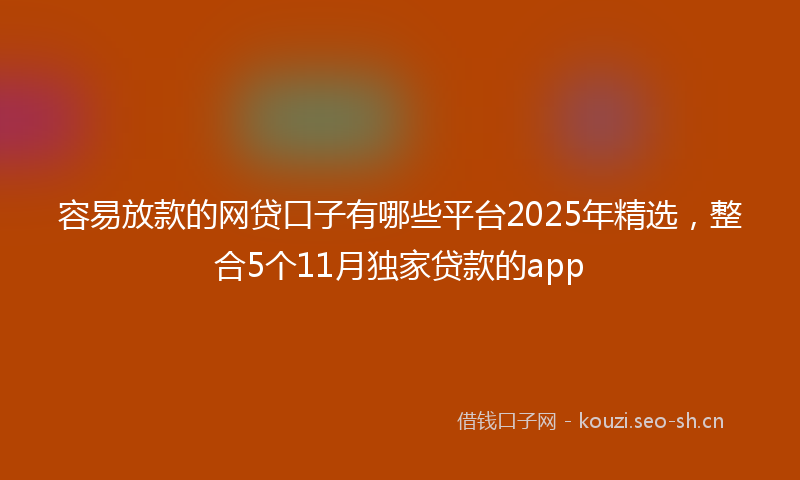 容易放款的网贷口子有哪些平台2025年精选，整合5个11月独家贷款的app