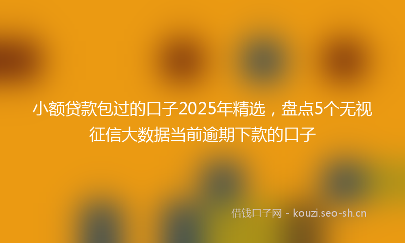 小额贷款包过的口子2025年精选，盘点5个无视征信大数据当前逾期下款的口子