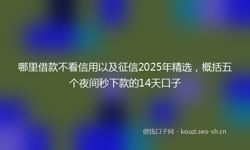 哪里借款不看信用以及征信2025年精选，概括五个夜间秒下款的14天口子