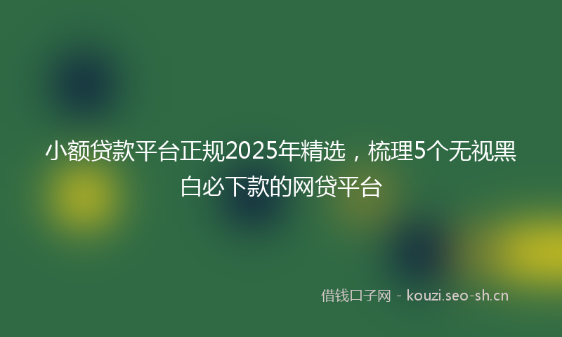 小额贷款平台正规2025年精选，梳理5个无视黑白必下款的网贷平台