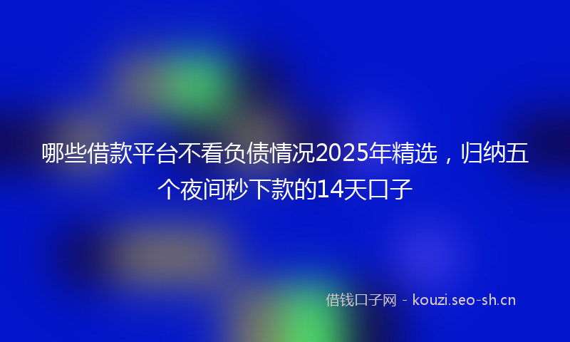 哪些借款平台不看负债情况2025年精选,归纳五个夜间秒下款的14天口子