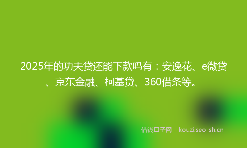 2025年的功夫贷还能下款吗有：安逸花、e微贷、京东金融、柯基贷、360借条等。