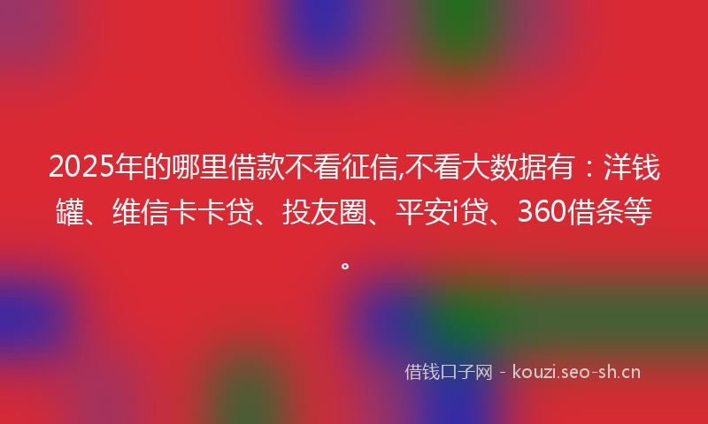 2025年的哪里借款不看征信,不看大数据有：洋钱罐、维信卡卡贷、投友圈、平安i贷、360借条等。