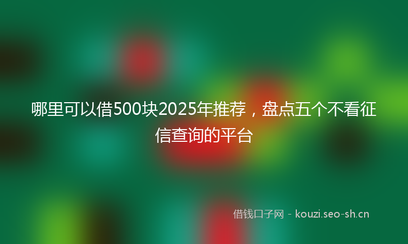 哪里可以借500块2025年推荐，盘点五个不看征信查询的平台