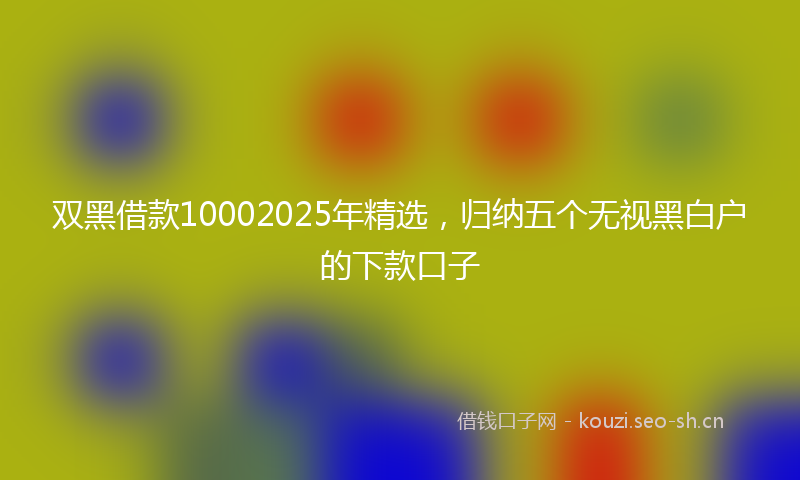 双黑借款10002025年精选，归纳五个无视黑白户的下款口子