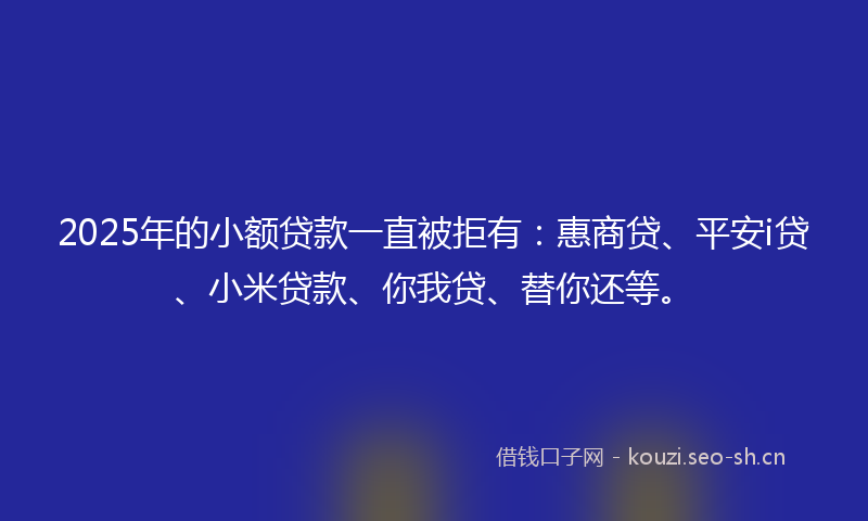 2025年的小额贷款一直被拒有：惠商贷、平安i贷、小米贷款、你我贷、替你还等。