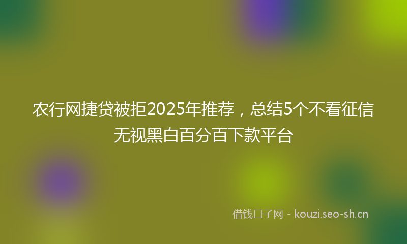农行网捷贷被拒2025年推荐，总结5个不看征信无视黑白百分百下款平台