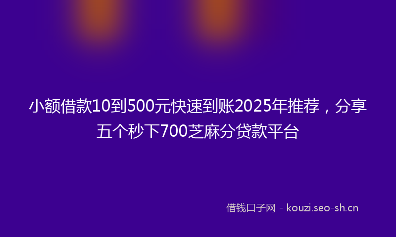 小额借款10到500元快速到账2025年推荐，分享五个秒下700芝麻分贷款平台