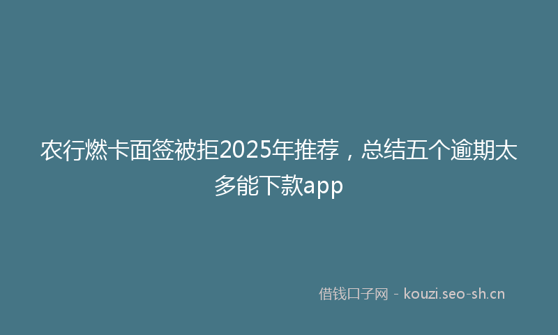 农行燃卡面签被拒2025年推荐，总结五个逾期太多能下款app
