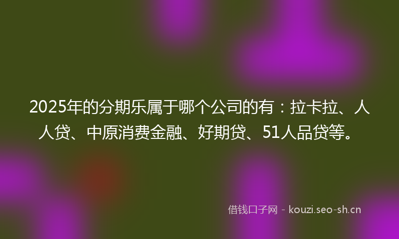 2025年的分期乐属于哪个公司的有：拉卡拉、人人贷、中原消费金融、好期贷、51人品贷等。