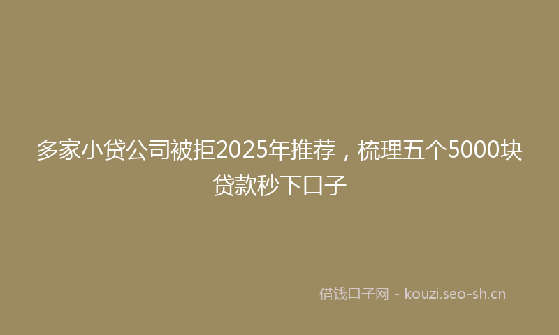 多家小贷公司被拒2025年推荐，梳理五个5000块贷款秒下口子