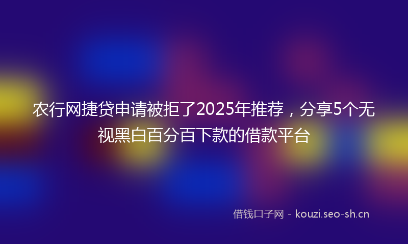 农行网捷贷申请被拒了2025年推荐，分享5个无视黑白百分百下款的借款平台