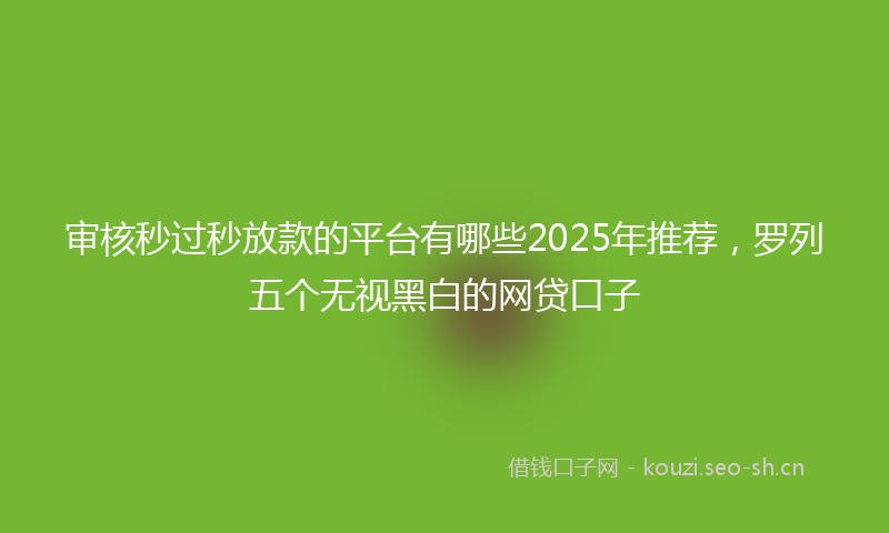审核秒过秒放款的平台有哪些2025年推荐，罗列五个无视黑白的网贷口子