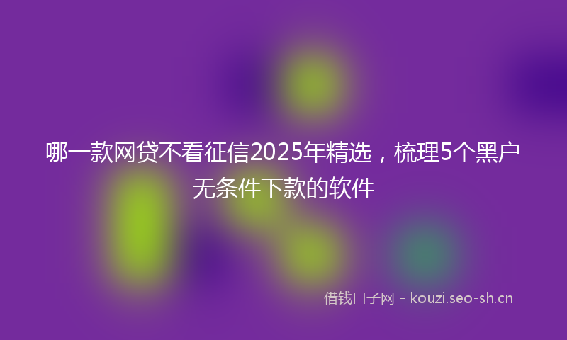哪一款网贷不看征信2025年精选，梳理5个黑户无条件下款的软件