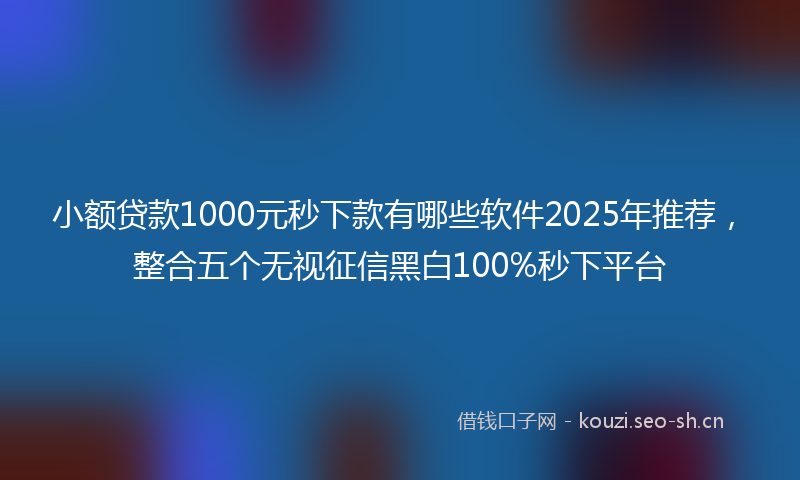 小额贷款1000元秒下款有哪些软件2025年推荐，整合五个无视征信黑白100%秒下平台