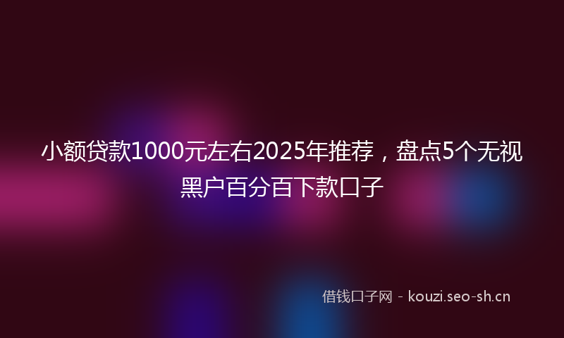 小额贷款1000元左右2025年推荐，盘点5个无视黑户百分百下款口子