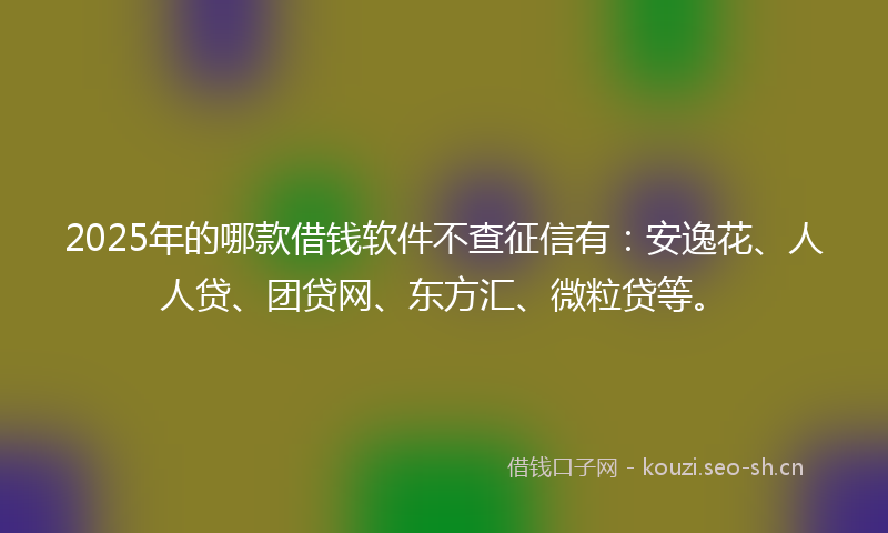 2025年的哪款借钱软件不查征信有：安逸花、人人贷、团贷网、东方汇、微粒贷等。