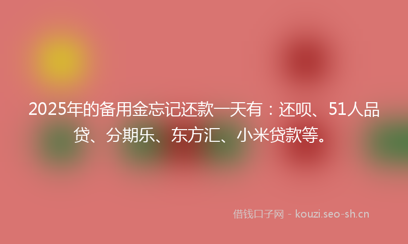 2025年的备用金忘记还款一天有：还呗、51人品贷、分期乐、东方汇、小米贷款等。