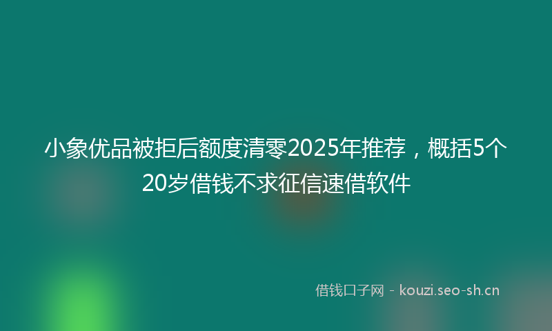 小象优品被拒后额度清零2025年推荐，概括5个20岁借钱不求征信速借软件