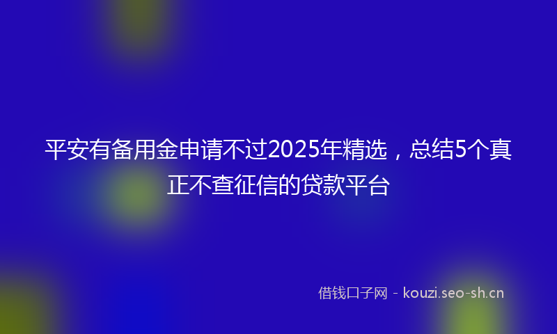 平安有备用金申请不过2025年精选，总结5个真正不查征信的贷款平台