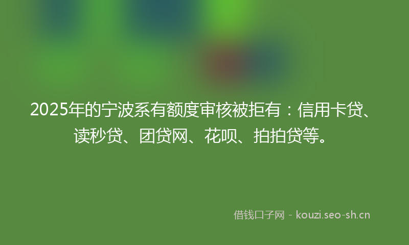 2025年的宁波系有额度审核被拒有:信用卡贷、读秒贷、团贷网、花呗、拍拍贷等。