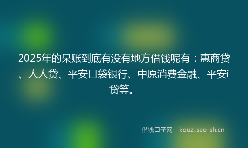 2025年的呆账到底有没有地方借钱呢有：惠商贷、人人贷、平安口袋银行、中原消费金融、平安i贷等。