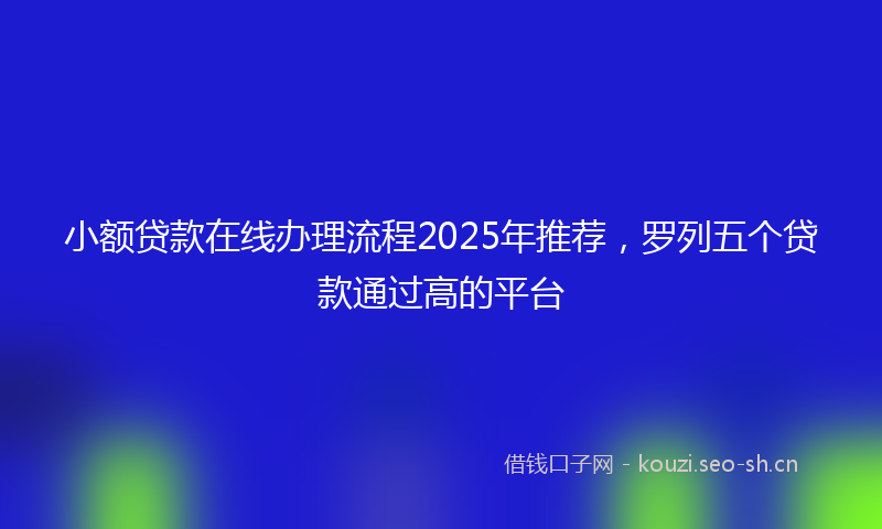 小额贷款在线办理流程2025年推荐，罗列五个贷款通过高的平台