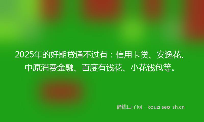 2025年的好期贷通不过有：信用卡贷、安逸花、中原消费金融、百度有钱花、小花钱包等。