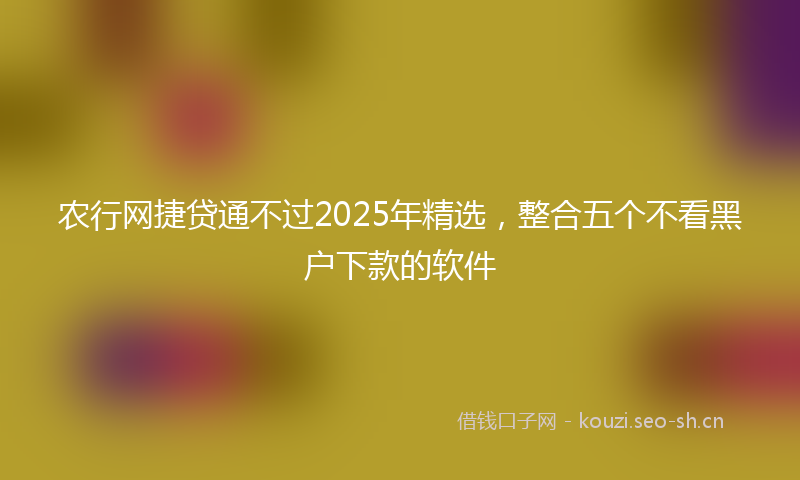 农行网捷贷通不过2025年精选，整合五个不看黑户下款的软件