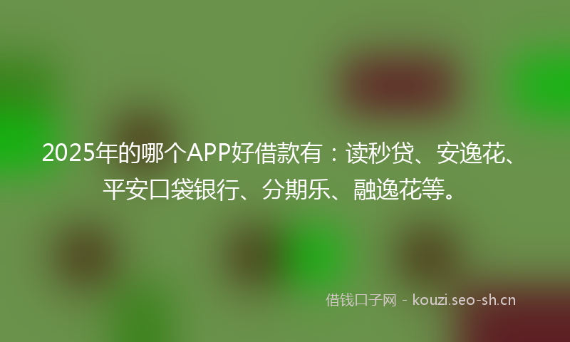 2025年的哪个APP好借款有：读秒贷、安逸花、平安口袋银行、分期乐、融逸花等。
