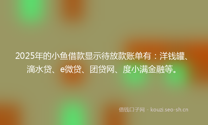 2025年的小鱼借款显示待放款账单有：洋钱罐、滴水贷、e微贷、团贷网、度小满金融等。