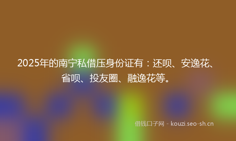 2025年的南宁私借压身份证有：还呗、安逸花、省呗、投友圈、融逸花等。