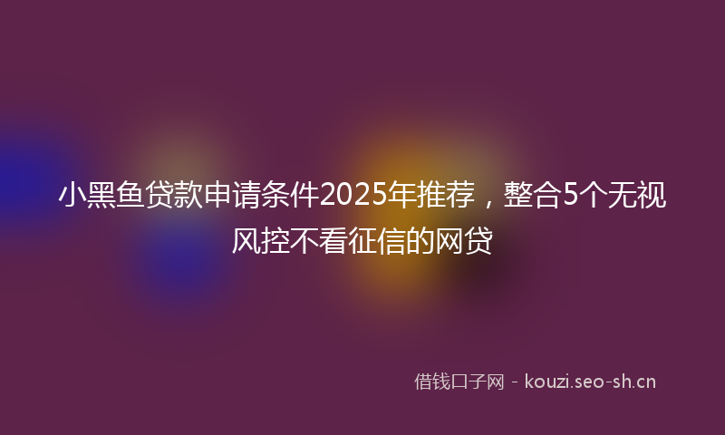 小黑鱼贷款申请条件2025年推荐,整合5个无视风控不看征信的网贷